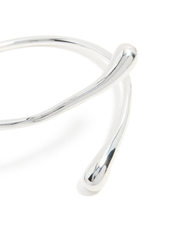 Silver Plated Curved Wrap Hinged Bangle