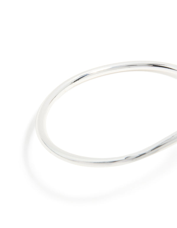 Silver Plated Curved Wrap Hinged Bangle