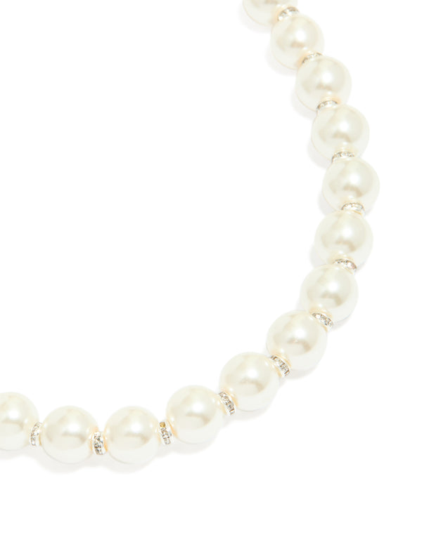 Silver Plated Diamante & Pearl Necklace