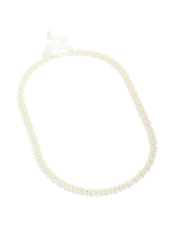 Silver Plated Pearl Fireball Pearl Necklace