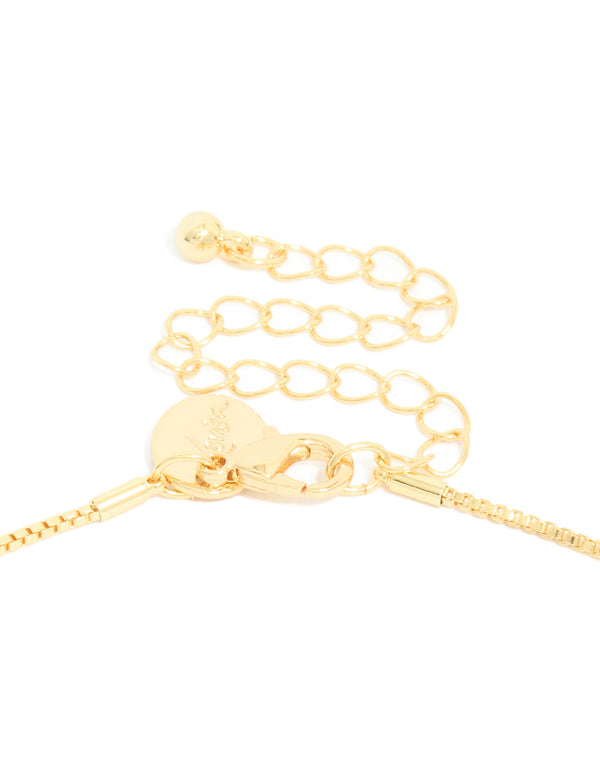 Gold Plated Small Double Organic Charm Necklace