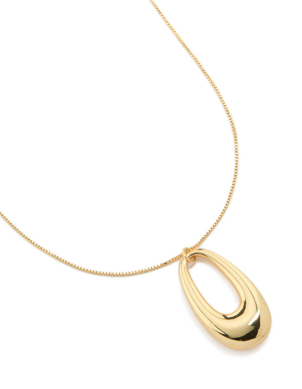 Discover this gold plated modern organic pendant statement necklace close up view