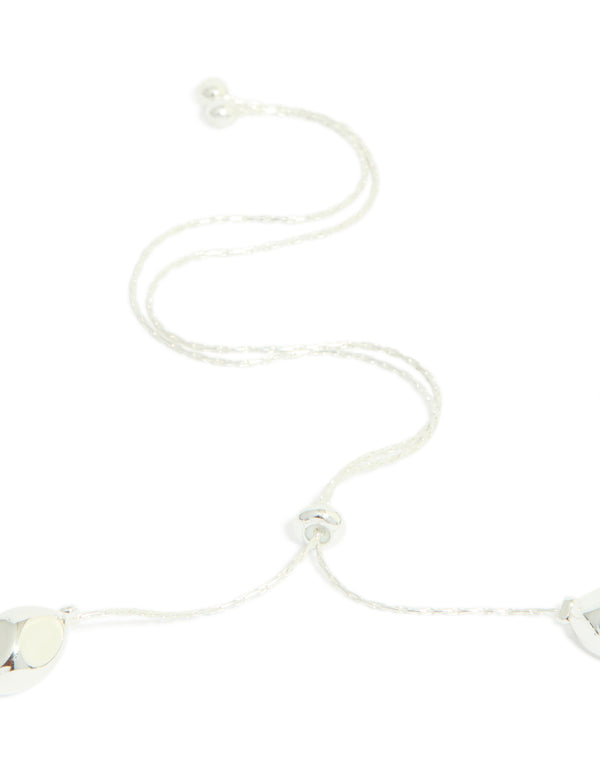 Silver Plated Molten & Freshwater Pearl Adjustable Necklace