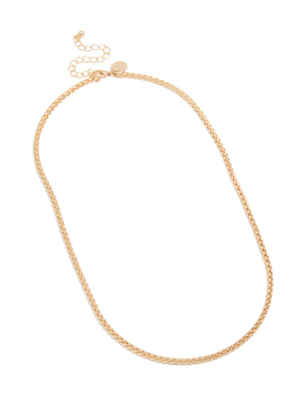 Elegant gold cable chain necklace front view