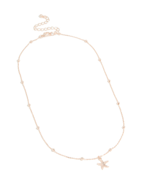 Rose Gold Starfish Pendant Necklace