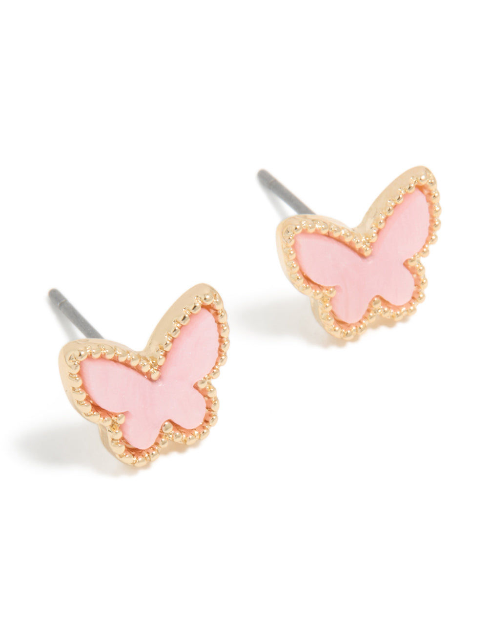 Gold Pink Acrylic Butterfly Stud Earrings