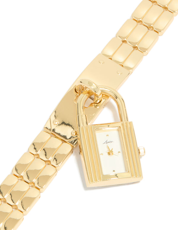 Gold Padlock Watch Bracelet