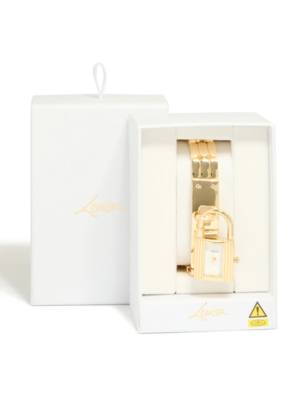 Gold Padlock Watch Bracelet