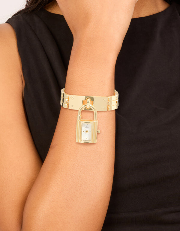 Gold Padlock Watch Bracelet