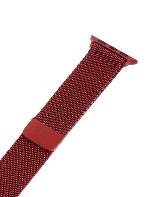 Red Coated Metal Mesh Strap 38/40/41 mm