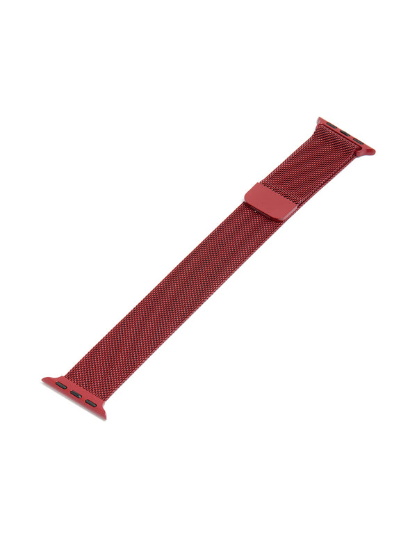 Red Coated Metal Mesh Strap 38/40/41 mm