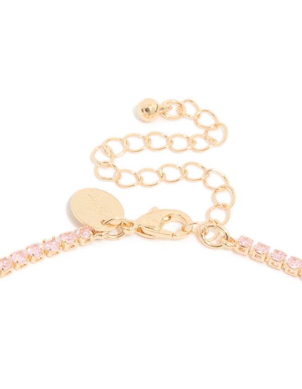 Gold Dainty Cubic Zirconia Tennis Necklace