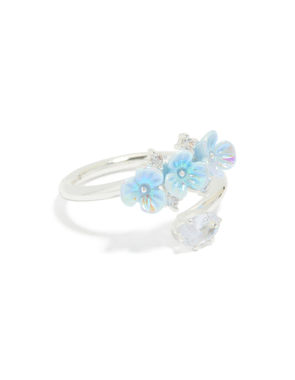Silver Plated Triple Flower Wrap Ring