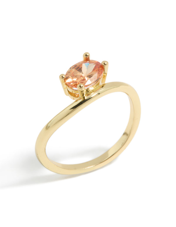 Gold Plated Peach Cubic Zirconia Ring