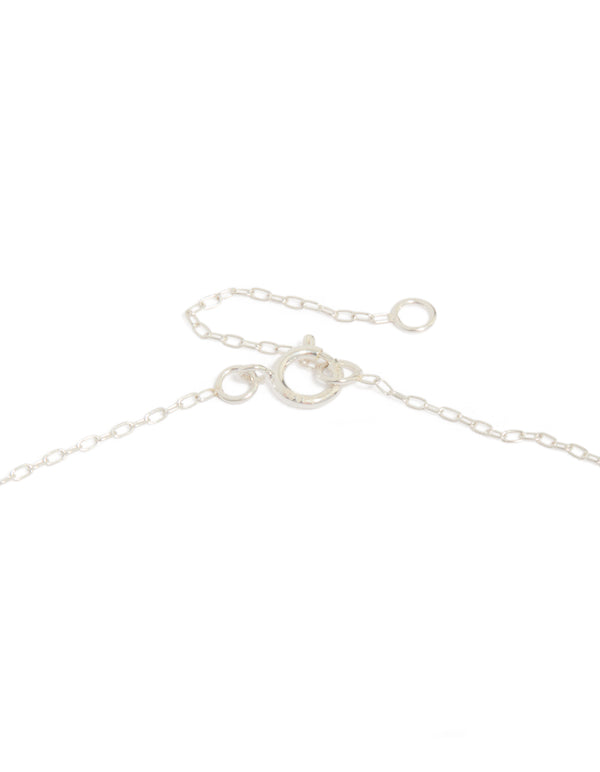Elegant sterling silver interlocked hoops pendant necklace with adjustable clasp detail view