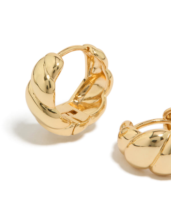 Gold Plated Brass Croissant Hoop Earrings