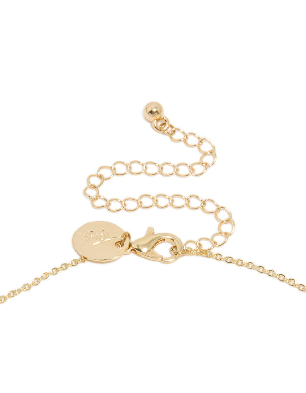 Beautifully crafted a gold plated teardrop pendant necklace featuring cubic zirconia and pearl accents clasp detail view