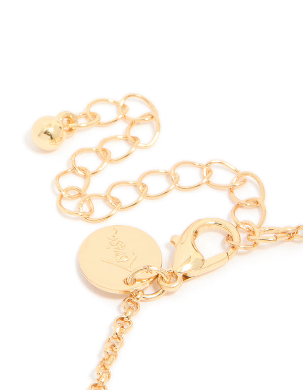 Crafted with gold plated cubic zirconia bezel set bracelet closure detail view