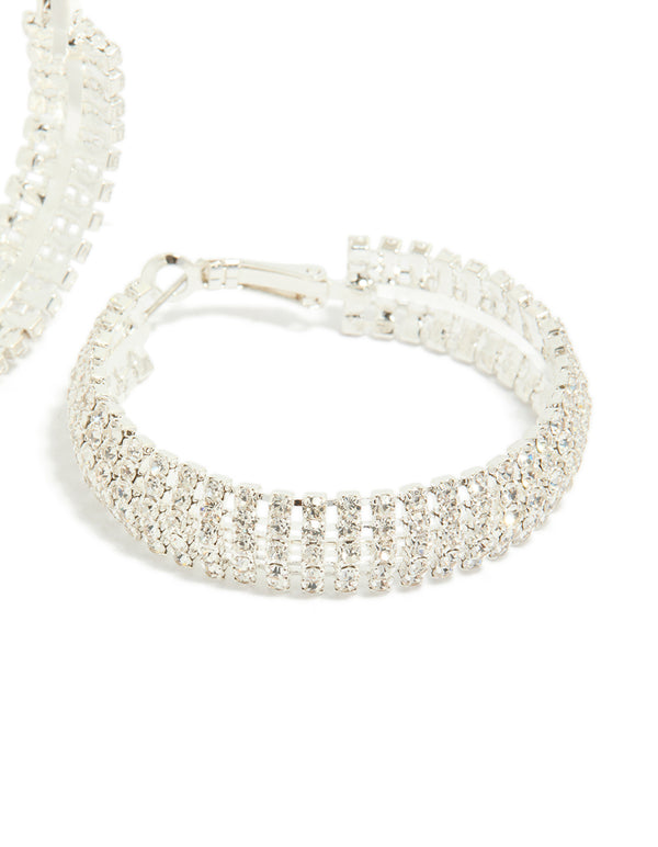 Silver Diamante Hoop Earrings