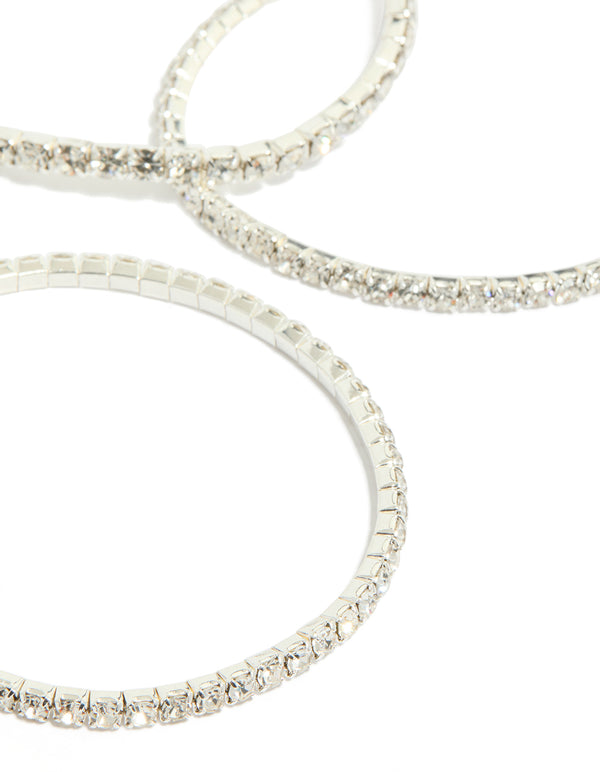 Designed in silver diamante stretch bangle 8-pack on wrist view