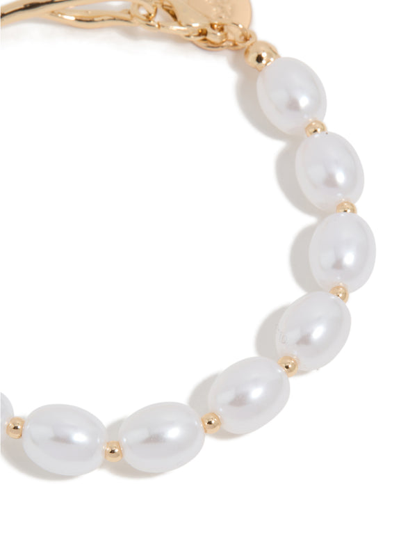 Gold Dainty Pearl Bracelet