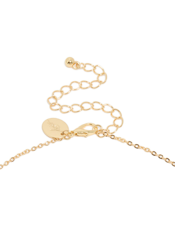 Gold Plated Blue Cubic Zirconia Alternating Oval Y-Necklace