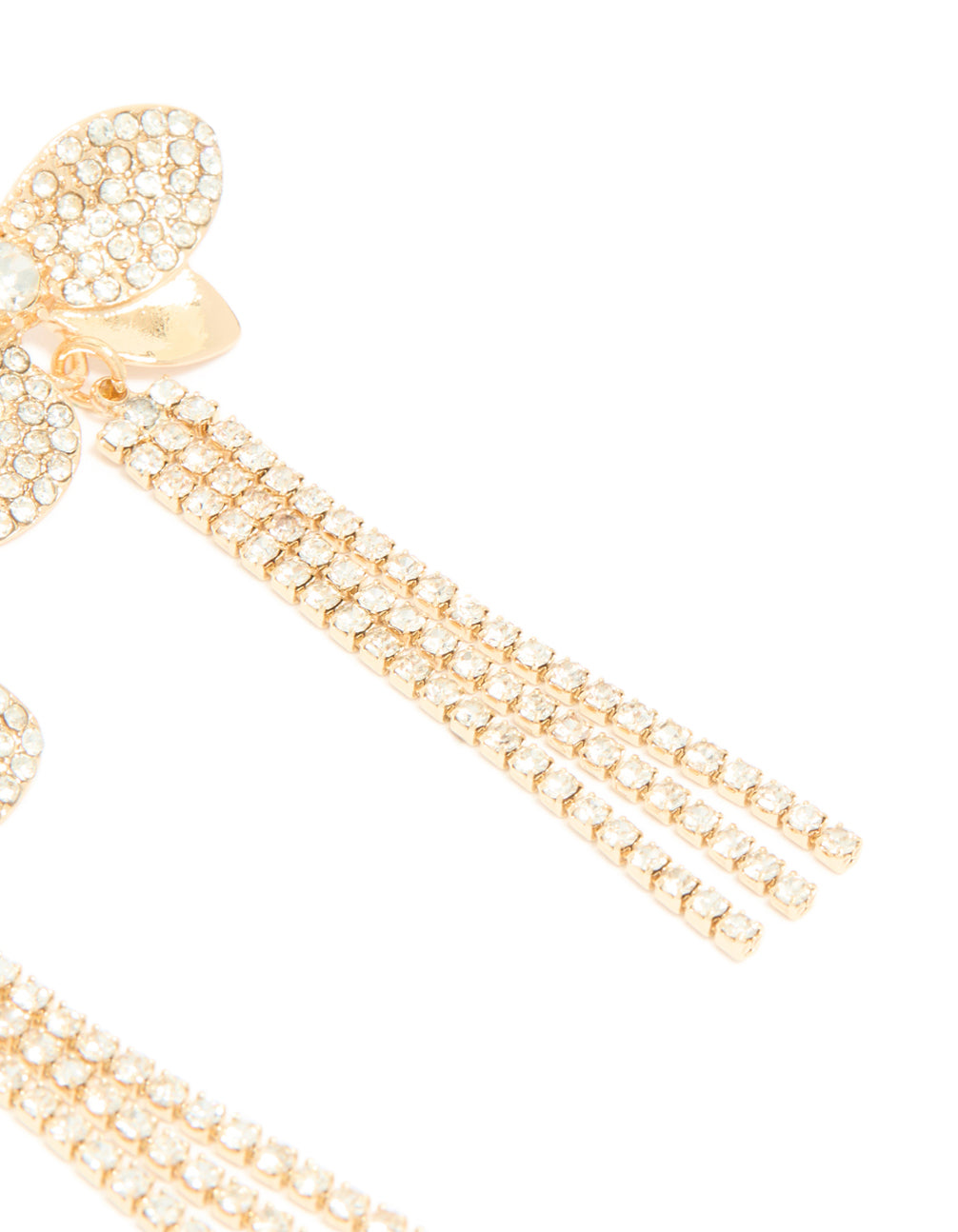 Gold Diamante Flower Drop Earrings
