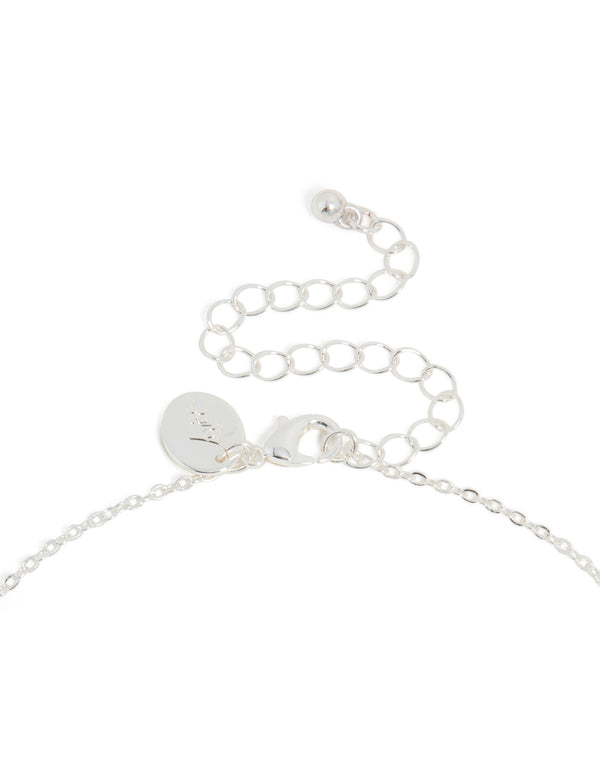 Silver Plated Thin Cubic Zirconia Letter M Necklace