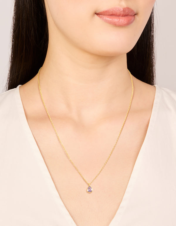 Gold Plated June Birthstone Necklace