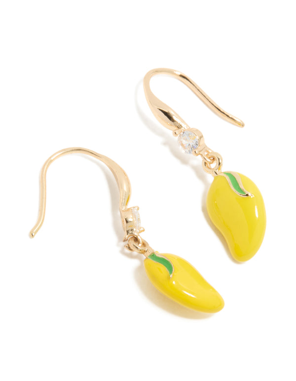 Gold Lemon Cubic Zirconia Hook Earrings