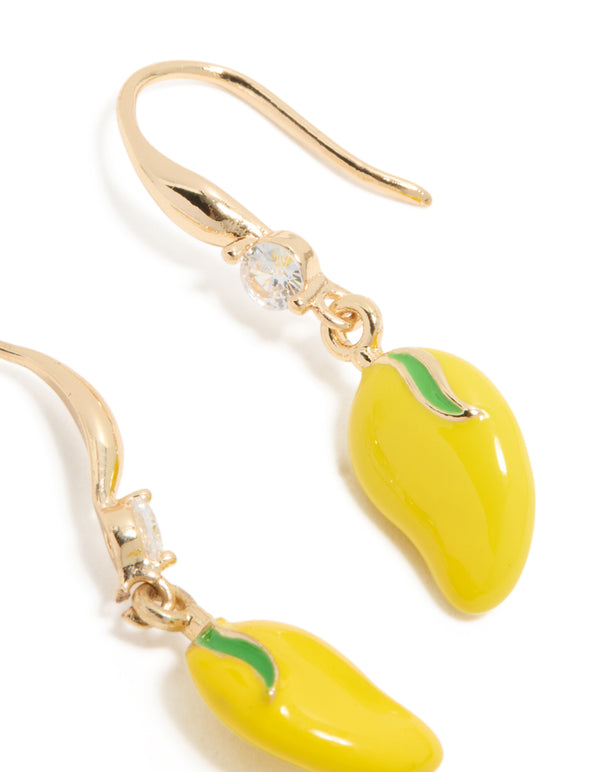 Gold Lemon Cubic Zirconia Hook Earrings