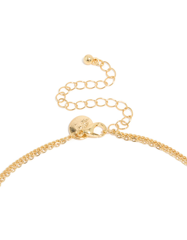 Gold Plated Cubic Zirconia Infinity & Cross Layered Necklace