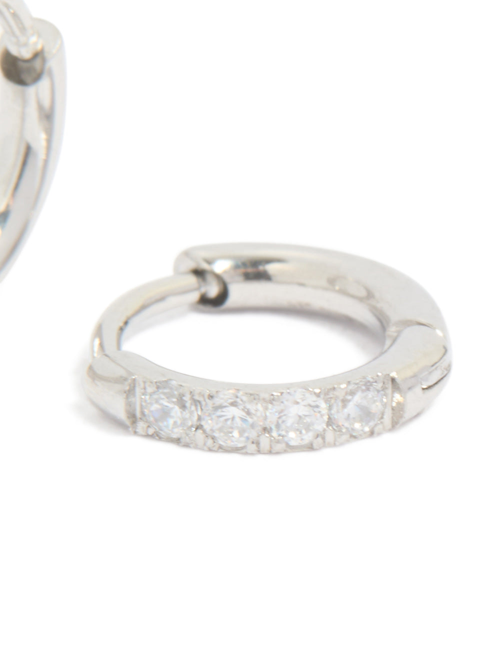 Designed with kids surgical steel sleeper earrings showcasing cubic zirconia in silver detail view