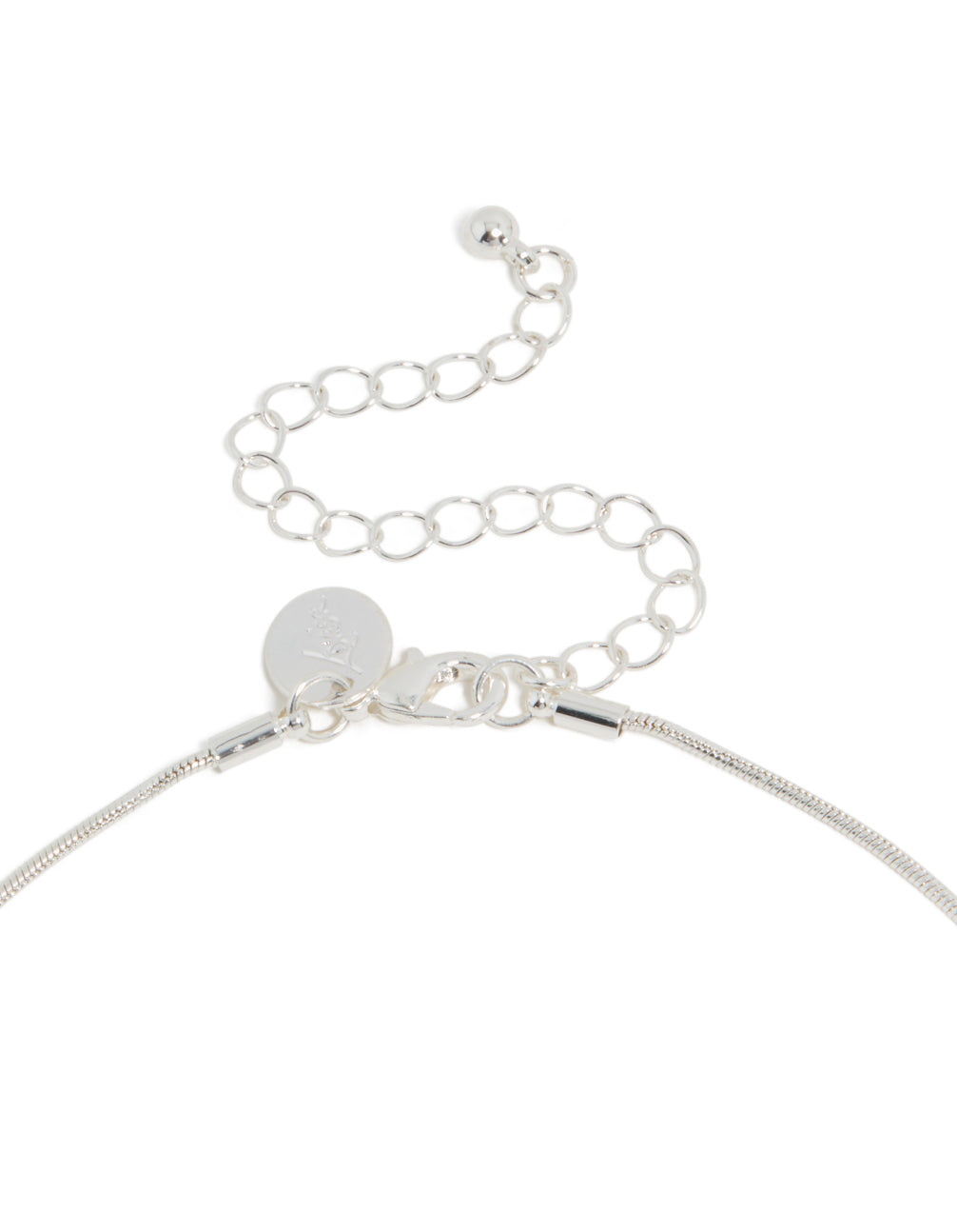 Shop this long organic pendant necklace with plated material in a polished finish clasp detail view