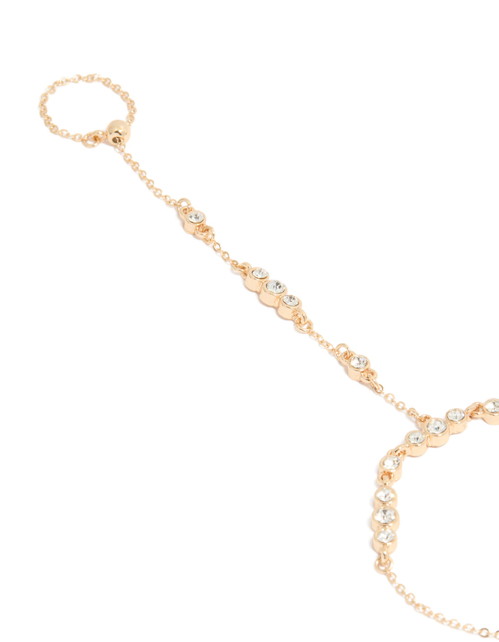 Elegant gold adjustable hand chain close up view