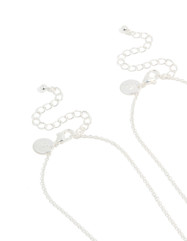Kids Silver Mood Diamante BFF Heart Necklaces 2-Pack