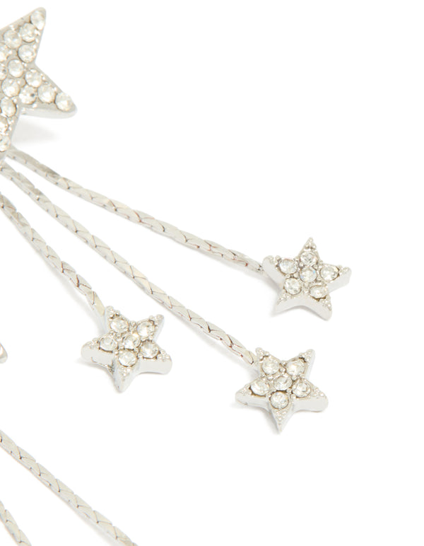 Silver Multi Star Drop Earrings