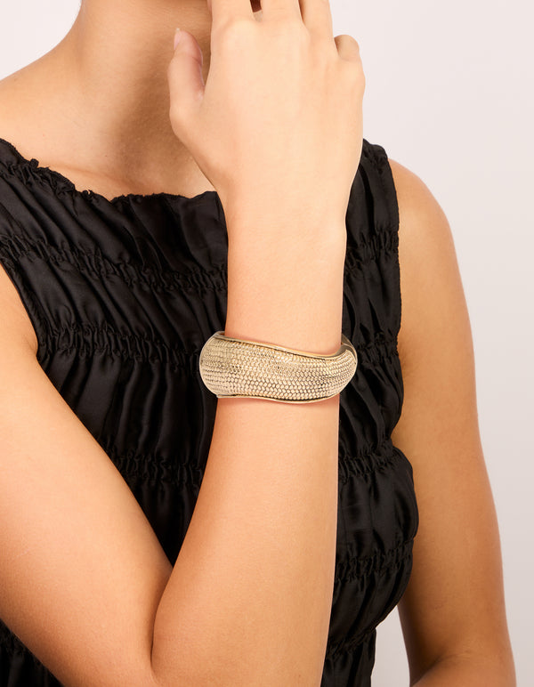 Gold Dotted Boho Hinged Bangle