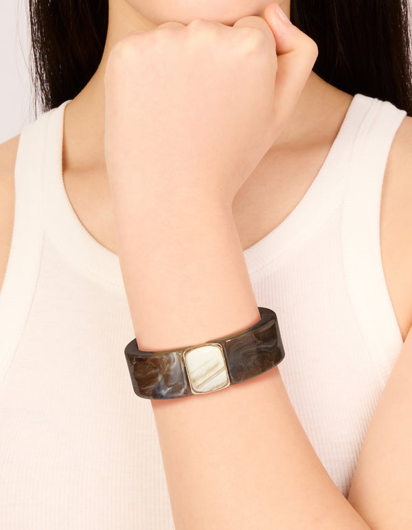 Brown & White Acrylic Square Wrist Cuff
