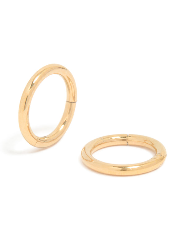 Gold Plated Titanium 6MM Thick Sleeper Earrings