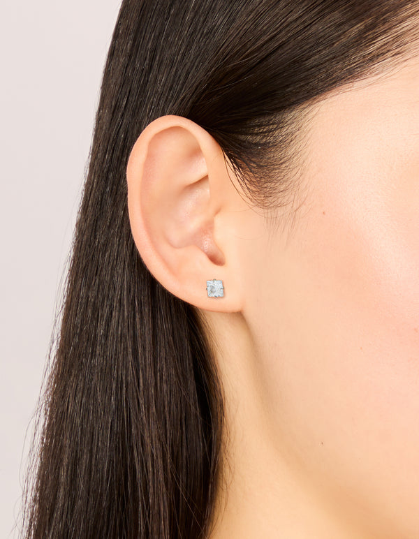 Surgical Steel 5 MM Cubic Zirconia Square Flat Back Studs