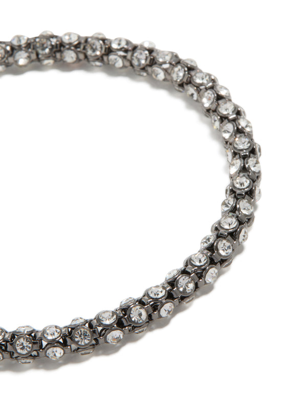 Mixed Metal Plated Diamante Fireball Chain Bracelet