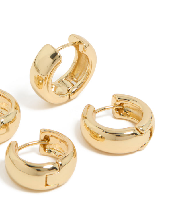 Gold Plated Huggie Earrings 2-Pack