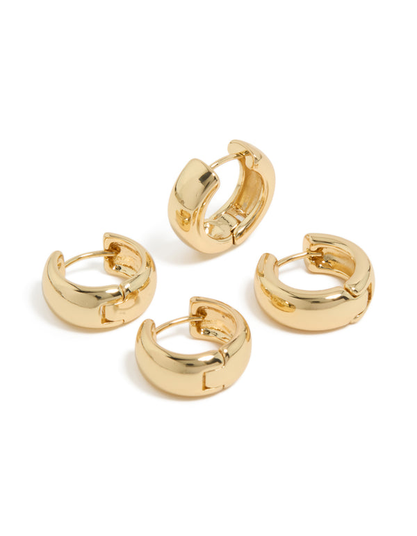 Gold Plated Huggie Earrings 2-Pack