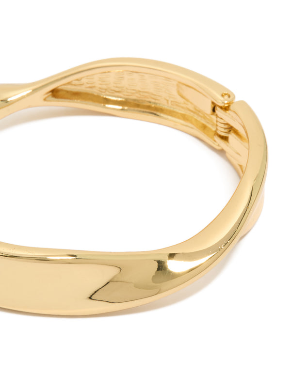 Gold Plated Twisted Thick Bangle