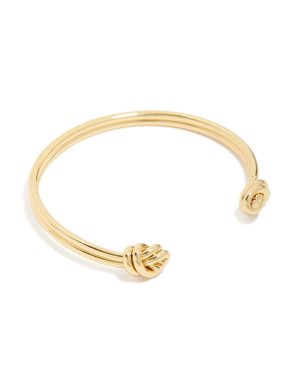 Gold Plated Double Knotted Centre Wrist Cuff