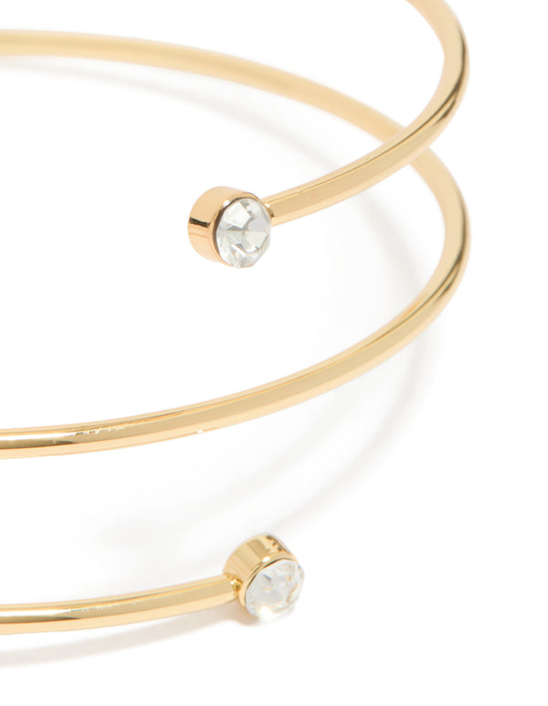 Gold Plated Diamante Wrap Around Arm Cuff
