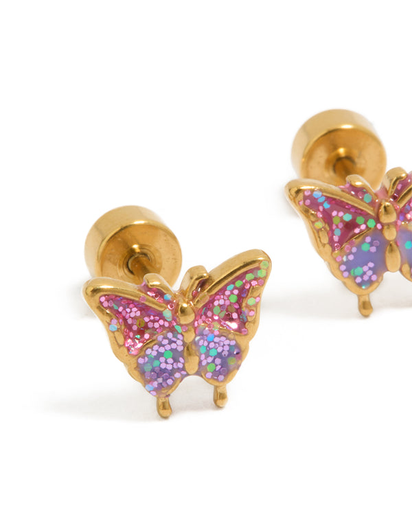Gold Plated Surgical Steel Flower Flat Back Studs