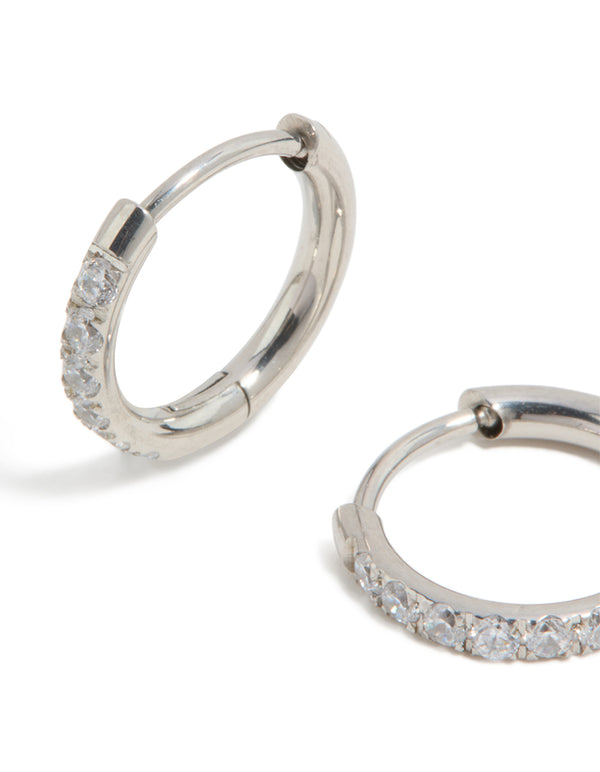 Kids Surgical Steel Cubic Zirconia Sleeper Earrings