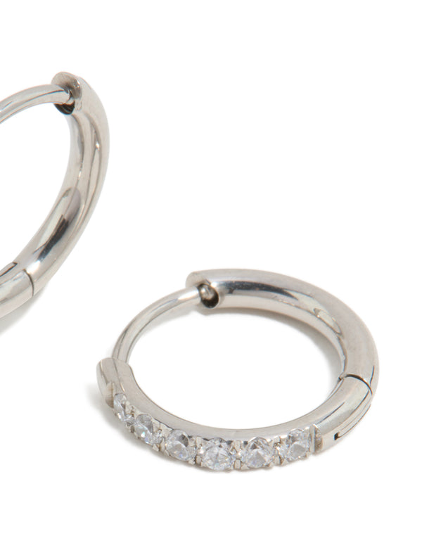Kids Surgical Steel Cubic Zirconia Sleeper Earrings